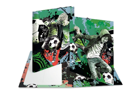 Verzamelmap met voetbalmotief in verschillende perspectieven