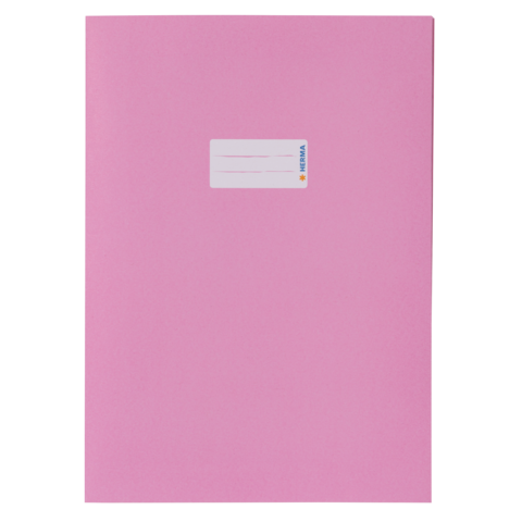 Rosa Ordner mit einem Aufkleber, der Platz für Beschriftungen bietet.