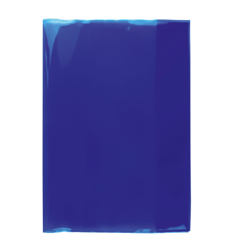 Ein blauer, glänzender Umschlag oder eine Hülle, die eine einheitliche, glatte Oberfläche zeigt.