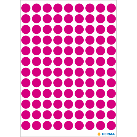 Ein Blatt mit vielen gleichmäßig angeordneten, leuchtend pinken Punkten auf weißem Hintergrund.