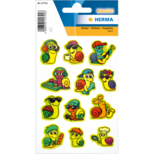 Vrolijke stickers van slakken in verschillende outfits en activiteiten, zoals muziek luisteren, spelen en ontspannen.