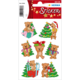 Bären-Sticker mit Weihnachtsmotiven, darunter Geschenke und Weihnachtsbäume, in verschiedenen Posen und Outfits.