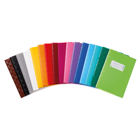 Bunte Ordner in verschiedenen Farben, angeordnet in einer Reihe. Die Farben umfassen Rot, Blau, Gelb, Grün und mehr.