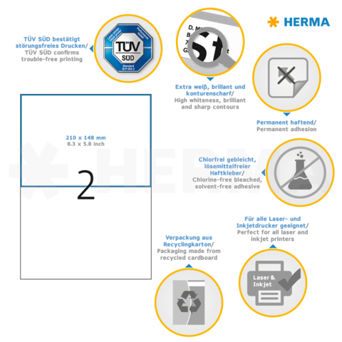 TÜV SÜD bevestigt storingsvrij printen. Informatie over aansprakelijkheid, materiaal en gebruik voor laser- en inkjetprinters.