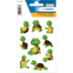 Aufkleber mit verschiedenen niedlichen Schildkrötenmotiven, einige mit wackelnden Augen, in lebendigen Farben.