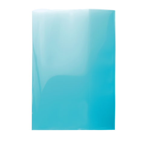 Ein rechteckiges, hellblaues Objekt mit glatter Oberfläche, das Licht reflektiert.