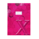 Rosa Notizbuch mit hexagonalen Mustern und einer großen, hervorgehobenen "X"-Grafik auf der Vorderseite.