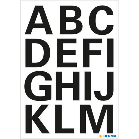 Große Buchstaben des Alphabets: A, B, C, D, E, F, G, H, I, J, K, L, M, in klarer, fetter Schrift auf weißem Hintergrund.