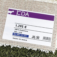 Vloerkleed gemarkeerd met textiellabel