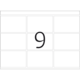 Eine große, schwarze Zahl 9 in der Mitte eines leeren, rechteckigen Rasters mit mehreren Feldern.