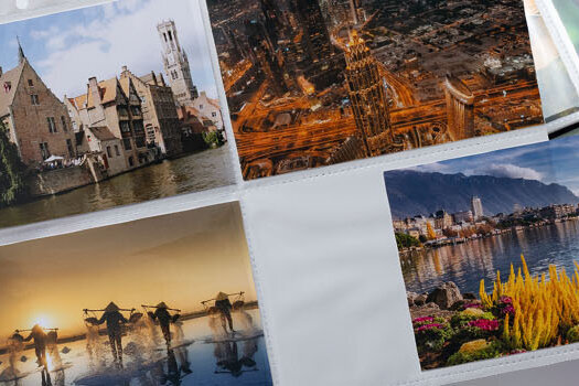 Fotoalbum met foto-insteekhoezen en foto's