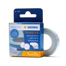 Ein Rollenband in transparentem Design, mit einer blauen Linie auf der Oberfläche, auf einem schwarzen Hintergrund.