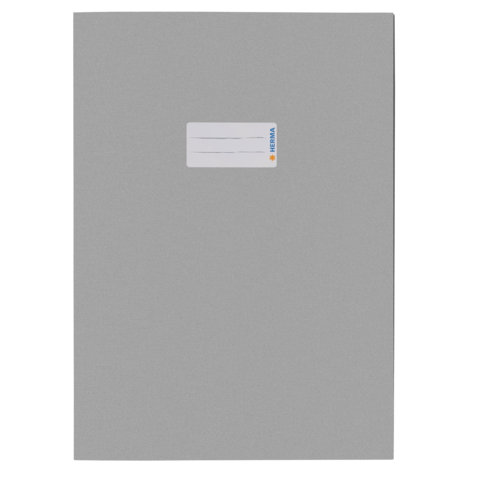 Graues Dokumentenheft mit einem weißen Etikett oben, auf dem Platz für Beschriftungen ist.