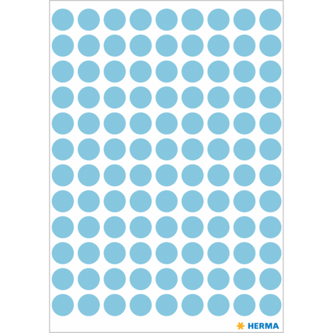 Blaues Punktmuster auf weißem Hintergrund, bestehend aus gleichmäßig angeordneten, runden Aufklebern.
