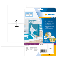 CD-DVD-Einleger von Herma, Packung mit 25 Stück, geeignet für CD-Hüllen, mit Platz für individuelle Gestaltung.