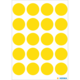 Ein Blatt mit gelben runden Aufklebern, gleichmäßig in mehreren Reihen angeordnet.
