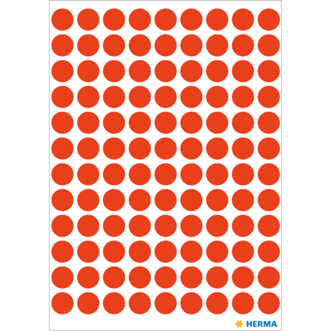 Ein Blatt mit gleichmäßig angeordneten roten Punkten auf weißem Hintergrund.