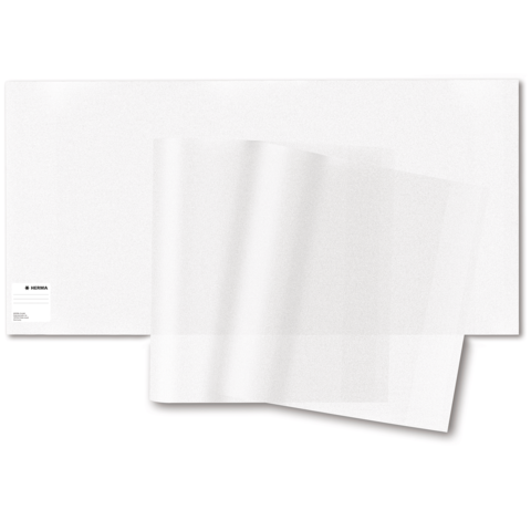 Transparente Folienblätter liegen auf einem weißen Hintergrund, teilweise übereinander gestapelt.