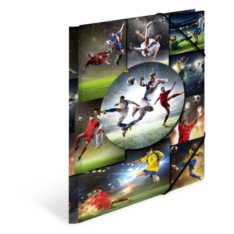 Eine Collage von Fußballspielern in verschiedenen Aktionen, darunter Schüsse, Pässe und Torfeiern auf einem Spielfeld.