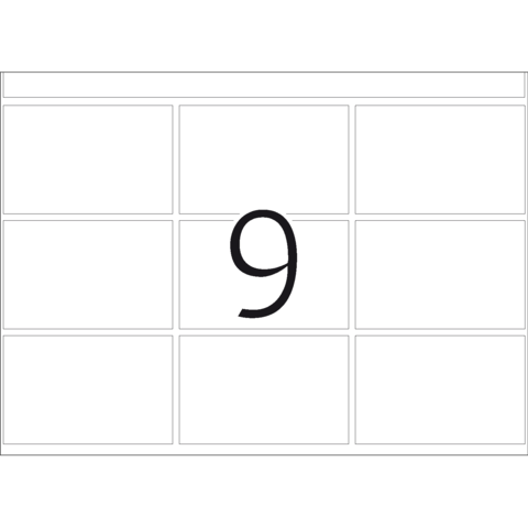 Eine große, schwarze Zahl 9 in der Mitte eines weißen Rasters mit leeren Kästchen.