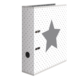 Ein weißer Ordner mit grauen Punkten und einem großen grauen Stern auf der Vorderseite.