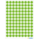 Grüne runde Aufkleber in gleichmäßiger Anordnung auf einem weißen Hintergrund.