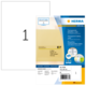 Transparente Etiketten von Herma, Größe 210 x 297 mm, mit Informationen zu Software und Anwendungshinweisen auf der Rückseite.