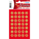 Rote Aufkleber mit goldenen Sternen, nummeriert von 1 bis 24, auf einem dekorativen Hintergrund. Ideal für Adventskalender oder Bastelprojekte.
