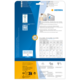 Verpackungsrückseite von HERMA mit Informationen zu Etiketten, Software und Anwendungshinweisen. Enthält QR-Code und technische Details.