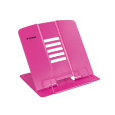 Ein pinker Dokumentenständer mit mehreren Ablagefächern und einer stabilen Basis. Ideal für die Organisation von Unterlagen.