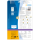 Rückseite einer Verpackung mit Informationen zu HERMA-Produkten, einschließlich Softwarehinweis und Anleitungen zur Verwendung.