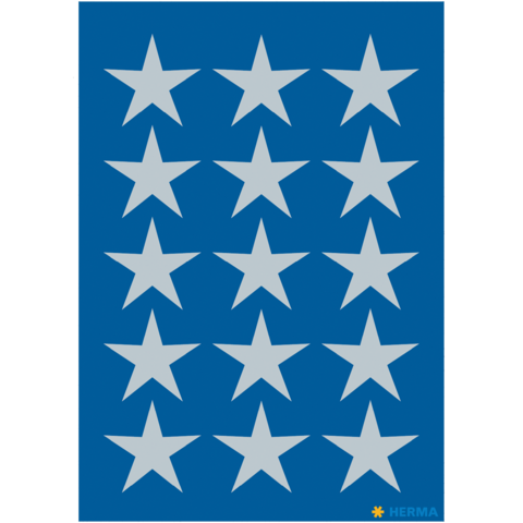 Ein blauer Hintergrund mit 20 grauen Sternen, gleichmäßig in vier Reihen und fünf Spalten angeordnet.