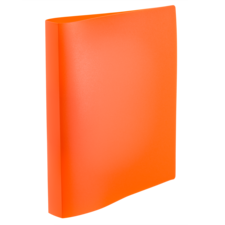 Oranger, glatter Ordner, der aufrecht steht, mit einer minimalistischen Form und ohne sichtbare Beschriftung.