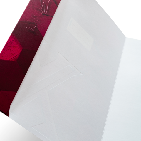 Roter Umschlag mit einem leeren Innenraum, der für eine Karte oder einen Brief verwendet werden kann.